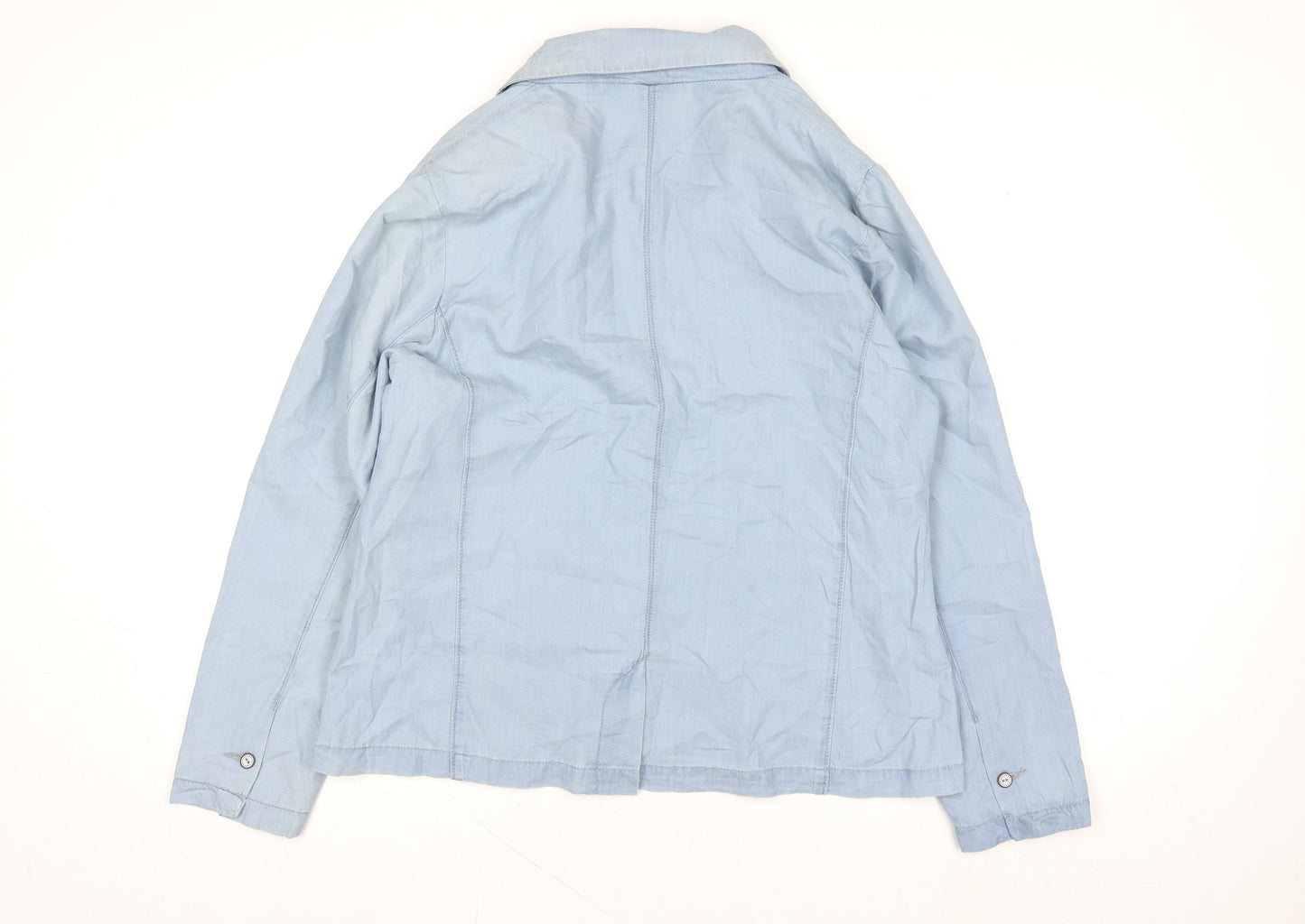 Cotton Traders Women Blue Cotton Lined Blazer Jacket Size 16