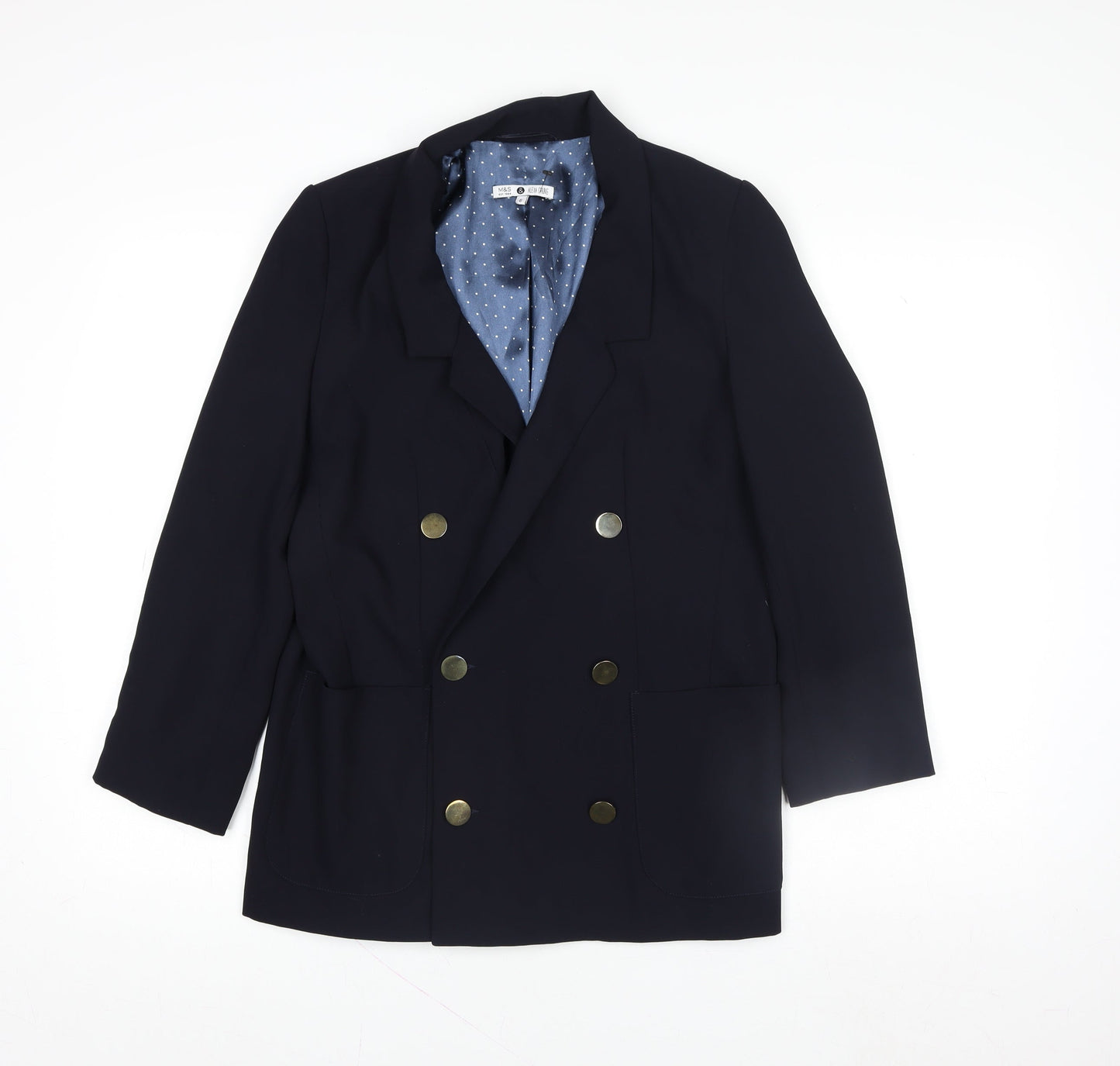 Marks and Spencer Women Blue Double-Breasted Blazer Size 6
