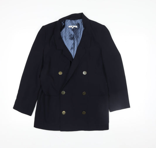 Marks and Spencer Women Blue Double-Breasted Blazer Size 6