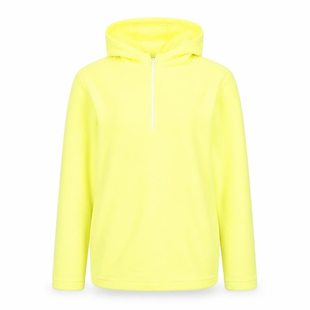 Front view of Mountain Warehouse girls’ yellow fleece half zip hoodie 11-12 years