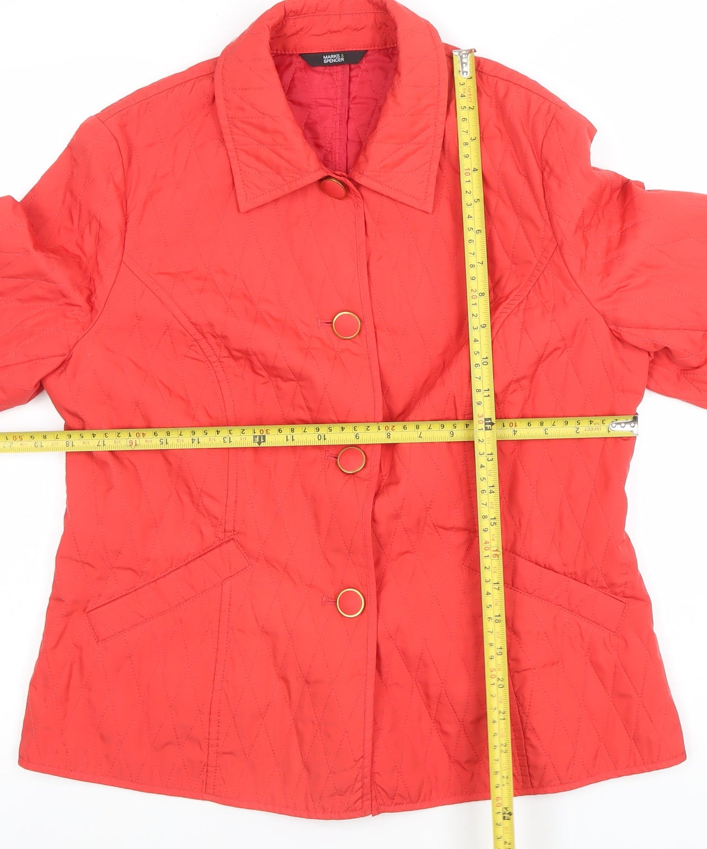 Marks and Spencer Womens Red Quilted Mid-Length Jacket UK 12
