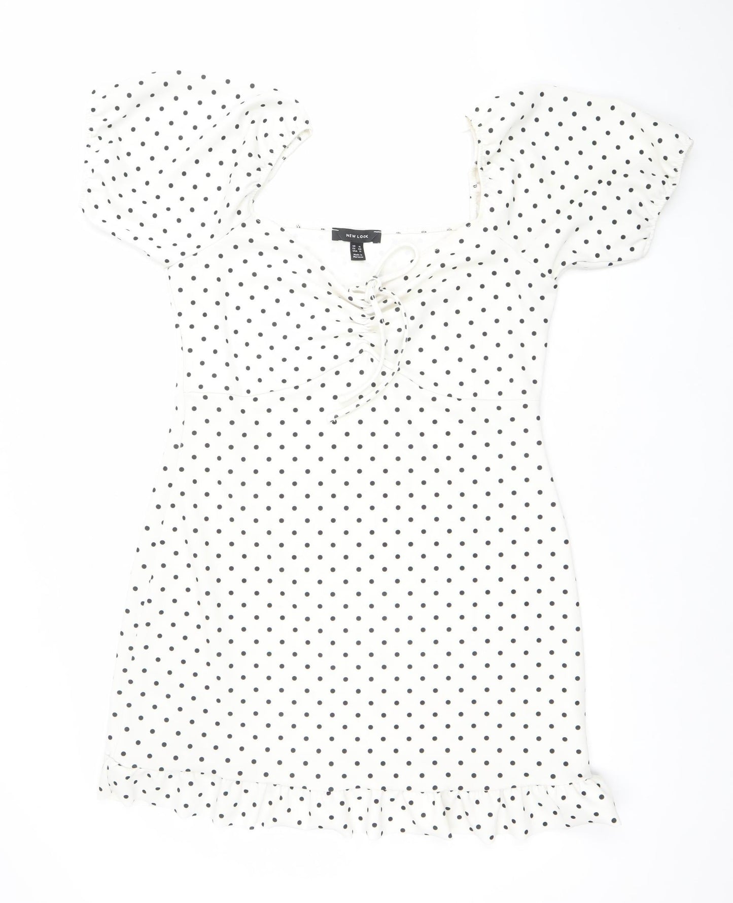 New Look Women's White Polka Dot Short Bodycon Dress Size 18