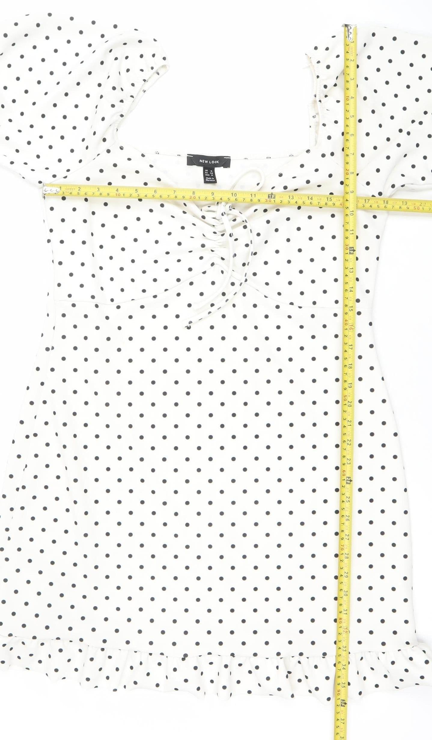 New Look Women's White Polka Dot Short Bodycon Dress Size 18