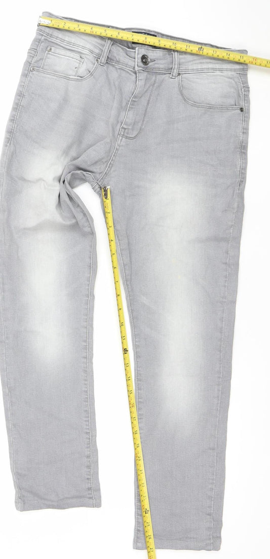DNM Industry Men's Grey Slim Fit Straight Jeans 32S