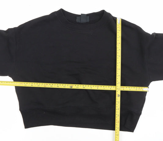 Monki Women Black Cotton Blend Crew Neck Pullover Sweatshirt Size S