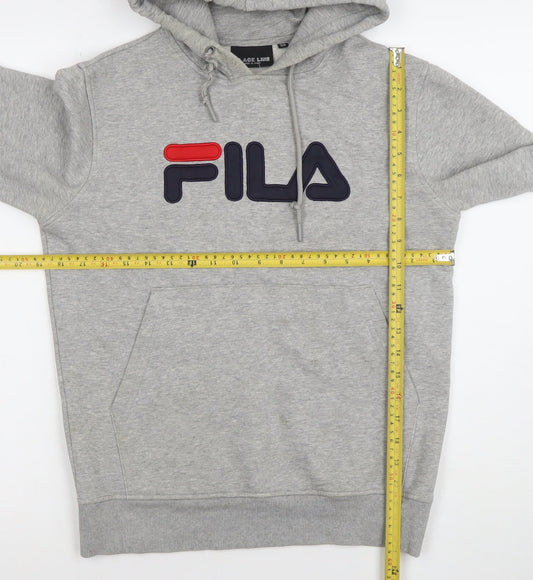 FILA Black Line Men's Grey Pullover Hoodie XS Logo Sports Style