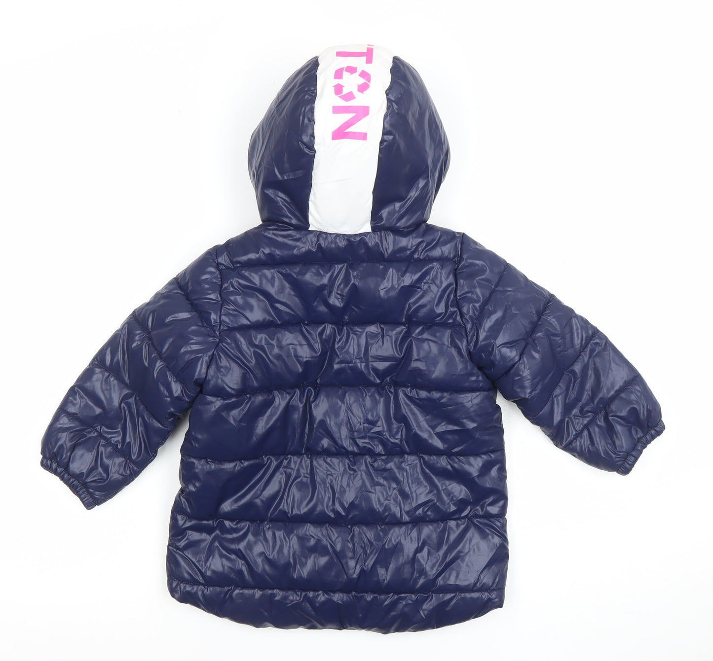 United Colors of Benetton Blue Puffer Jacket 18-24 Months Unisex Hooded Warm Coat