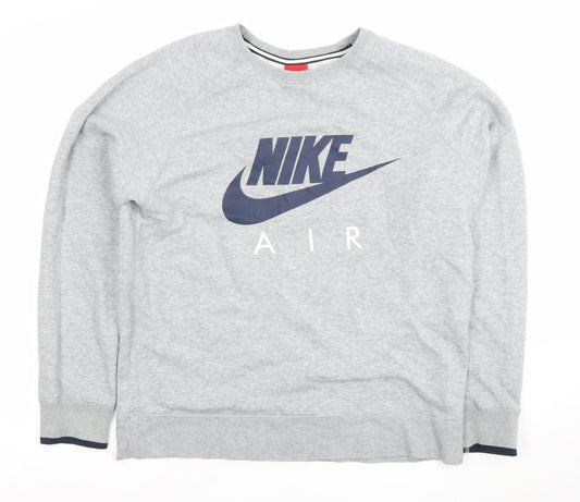 Nike Men’s Grey AIR Logo Sweatshirt L Regular Fit Pullover