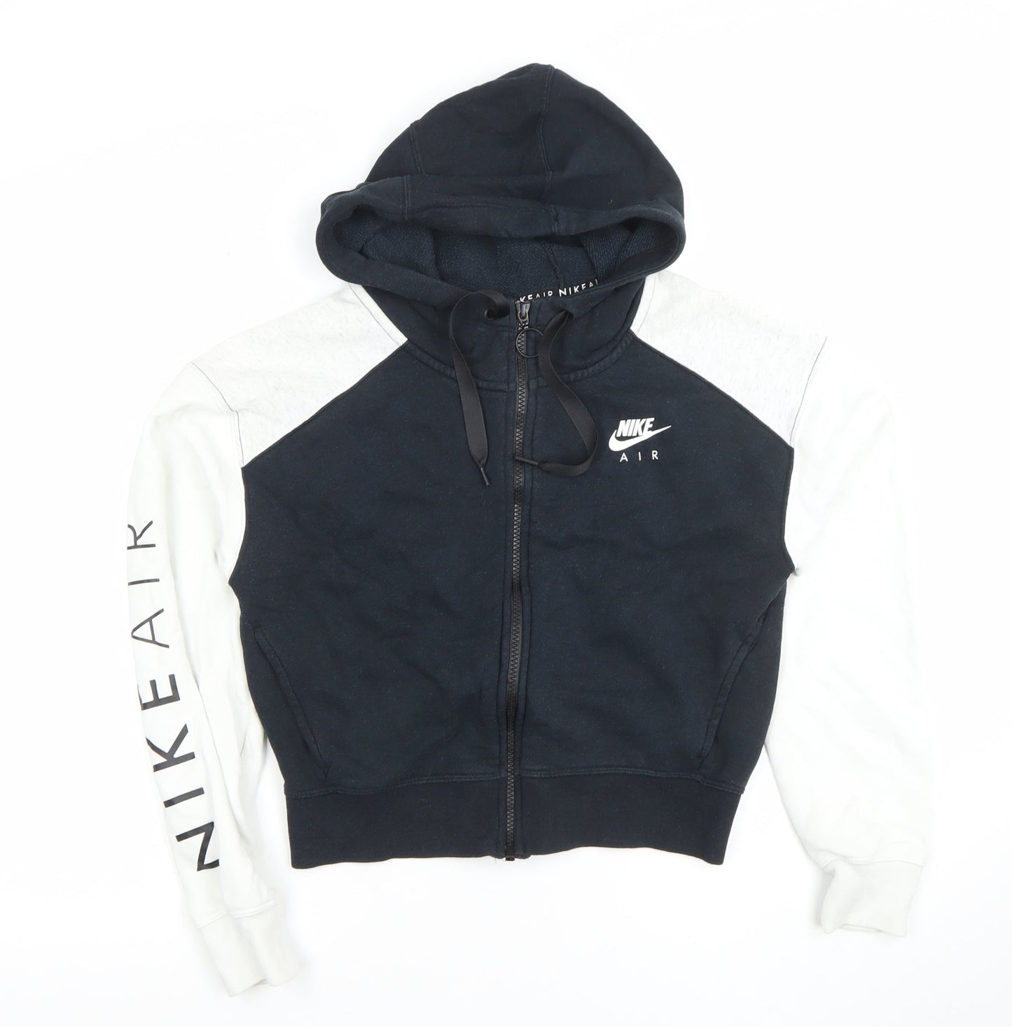 Nike Air Women's Black & White Full Zip Hoodie Size M Cotton Blend
