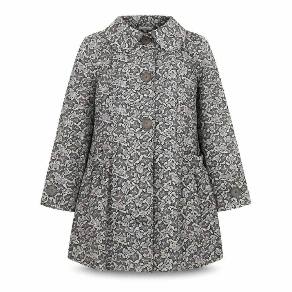 Anna Studio Women's Grey Floral Mid-Length Coat Size 12