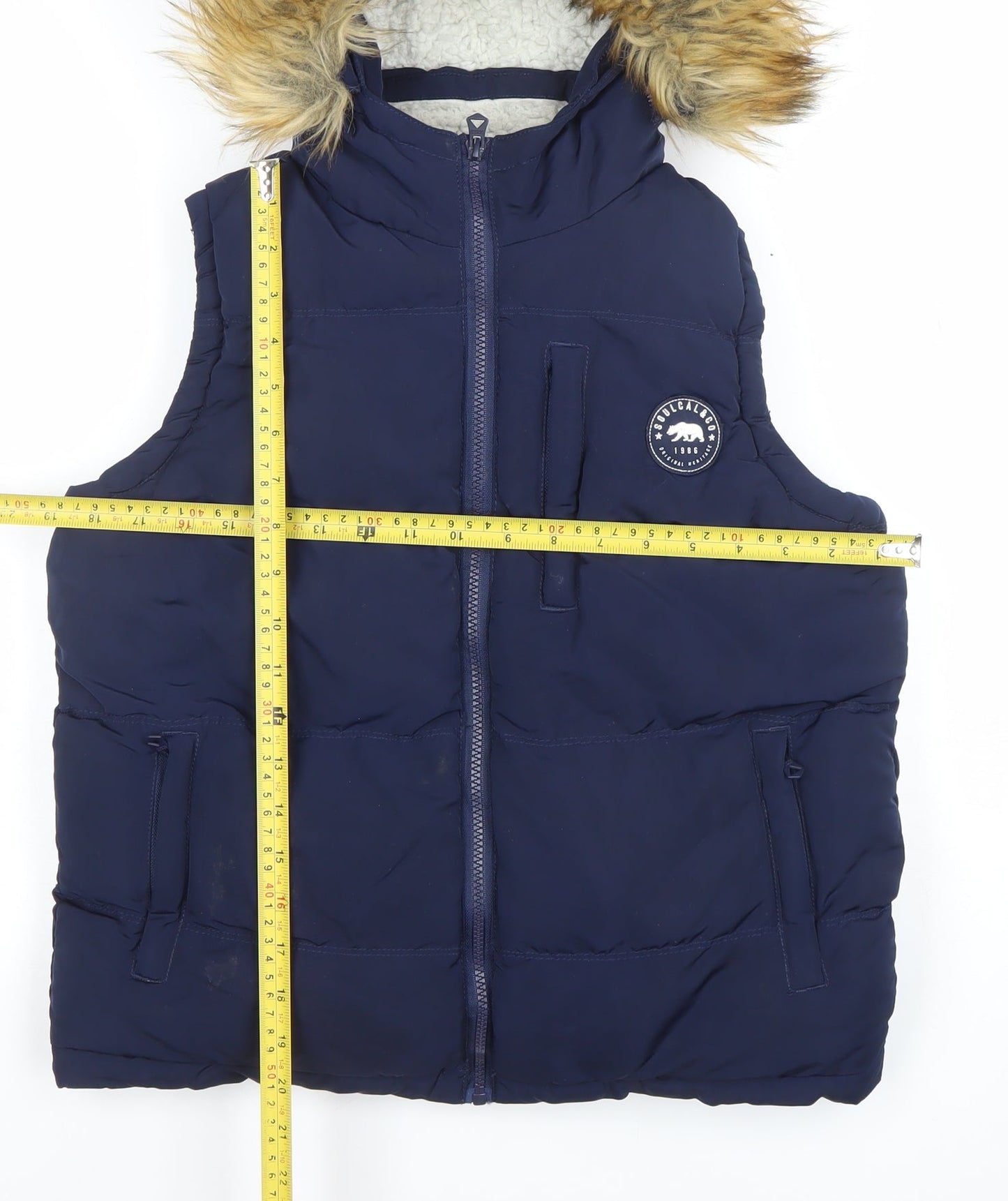 SoulCal & Co Blue Hooded Puffer Gilet Teens XS Polyester Waistcoat