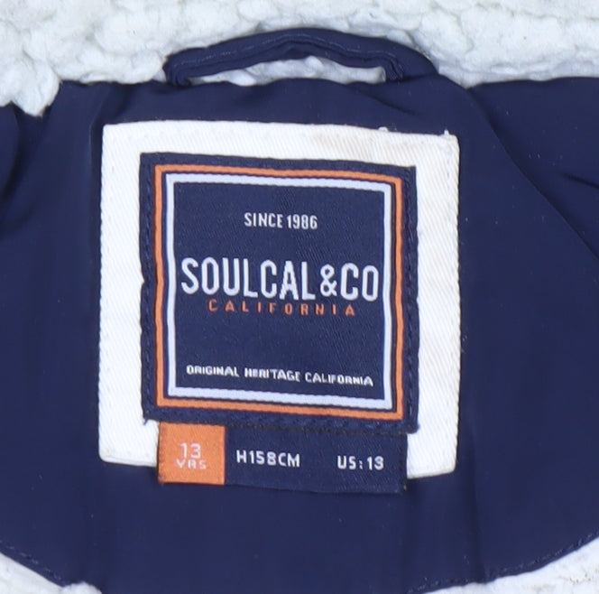 SoulCal & Co Blue Hooded Puffer Gilet Teens XS Polyester Waistcoat