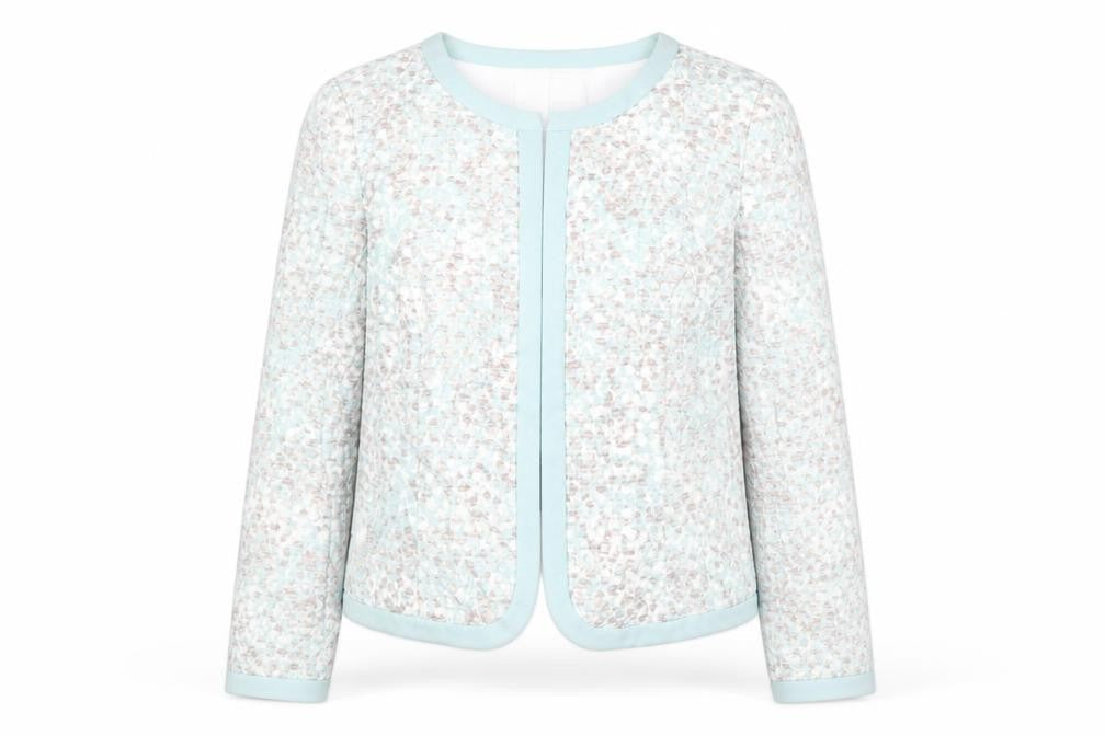 Kaliko Women's Blue Patterned Lined Long Sleeve Blazer UK 14
