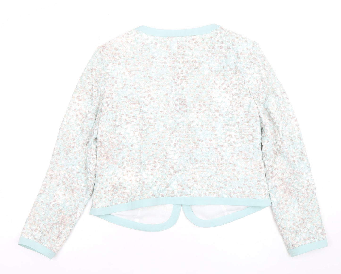 Kaliko Women's Blue Patterned Lined Long Sleeve Blazer UK 14