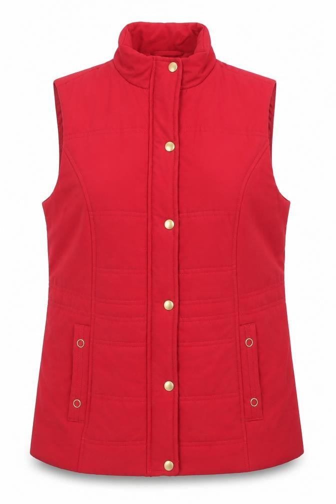 Isle Womens Red Polyester Padded Waistcoat Size 10-12