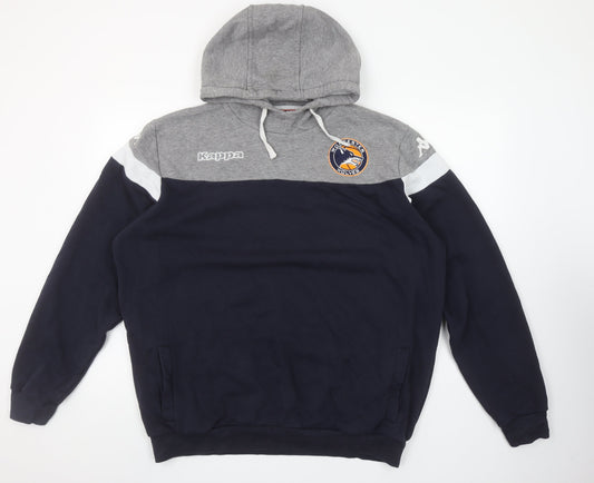 Kappa Mens 2XL Grey Navy Pullover Hoodie Basketball Graphic
