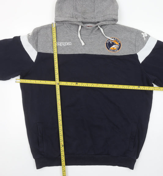 Kappa Mens 2XL Grey Navy Pullover Hoodie Basketball Graphic