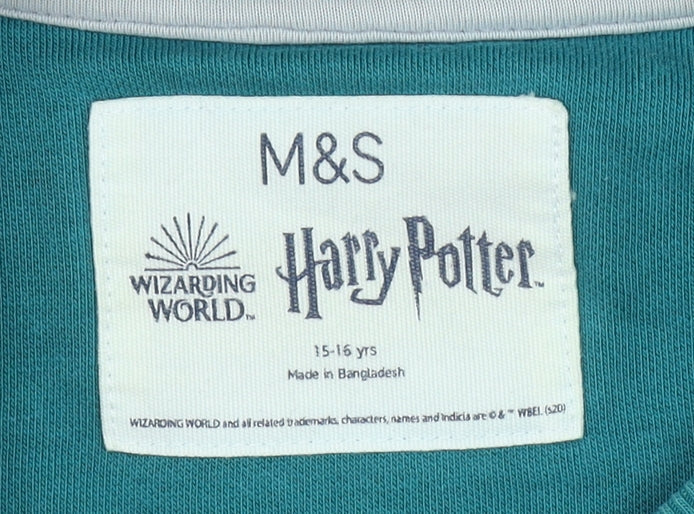 Marks and Spencer Girls Green Slytherin Pullover Sweatshirt 15–16 Years