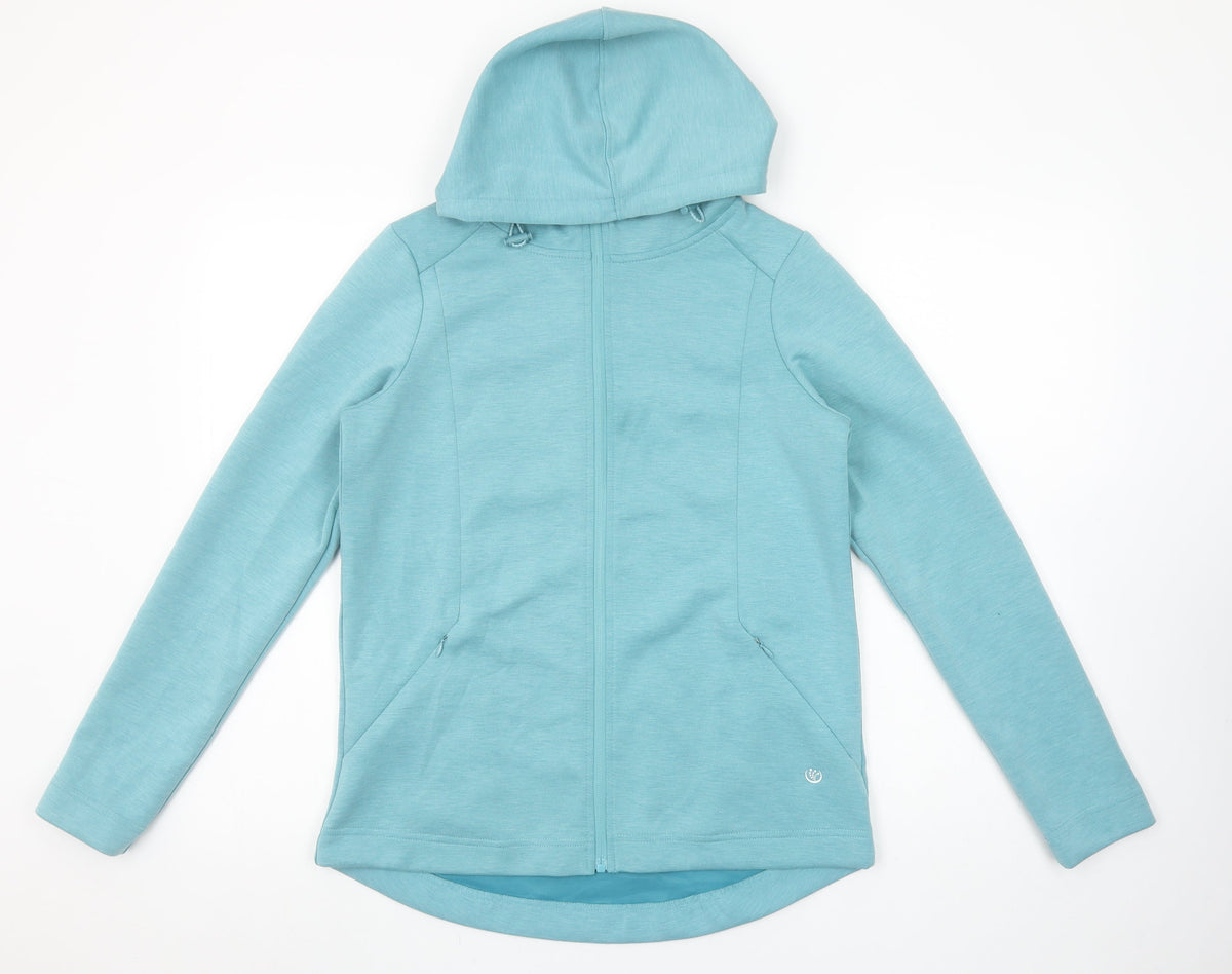 Additional front view of Dunnes women’s teal xs full zip hoodie polyester blend