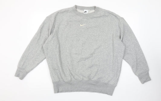 Nike Mens Grey Small Pullover Sweatshirt Crew Neck Fleece Jumper