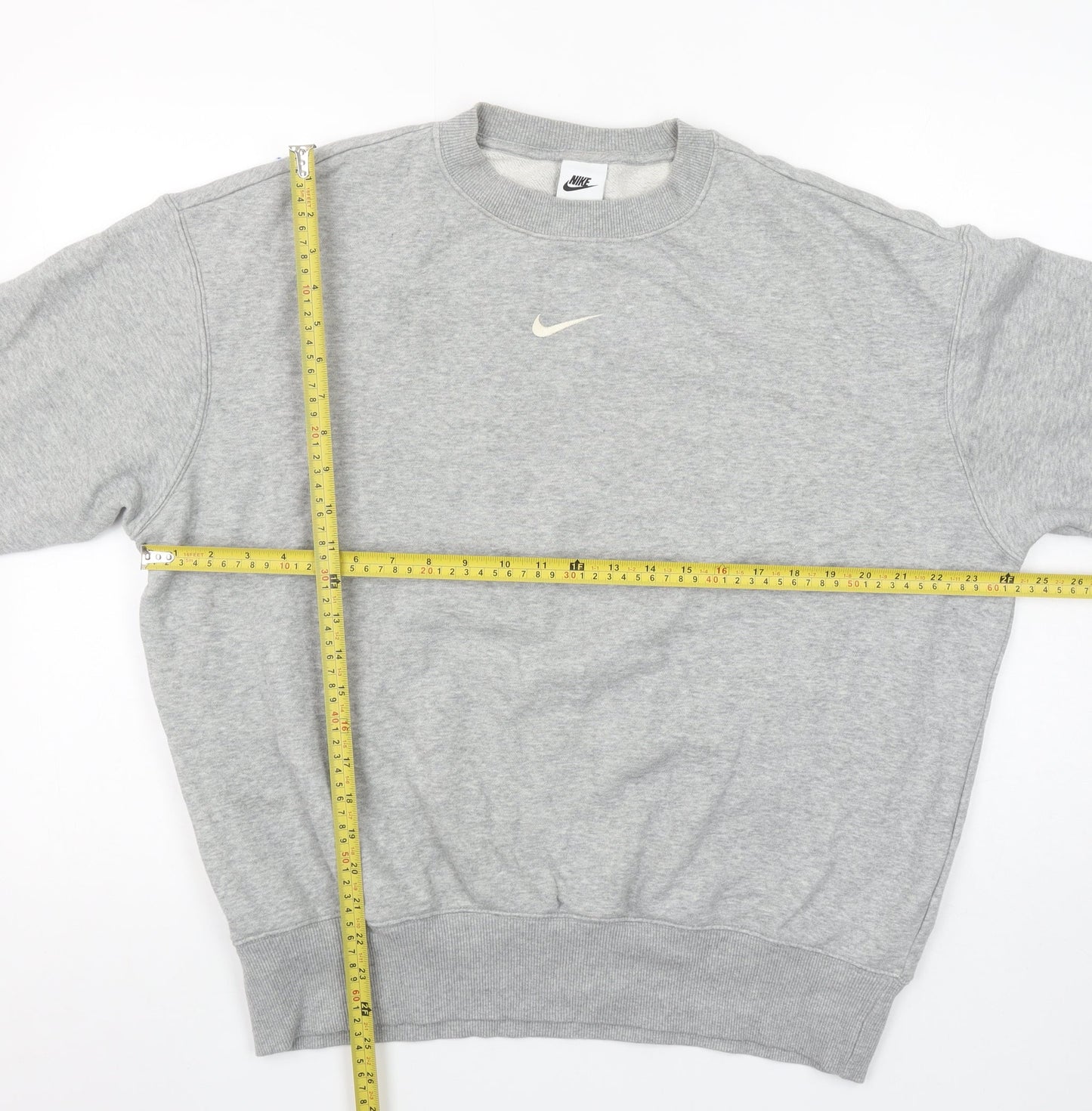 Nike Mens Grey Small Pullover Sweatshirt Crew Neck Fleece Jumper