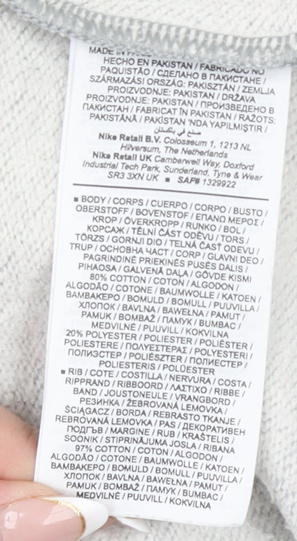 Nike Mens Grey Small Pullover Sweatshirt Crew Neck Fleece Jumper