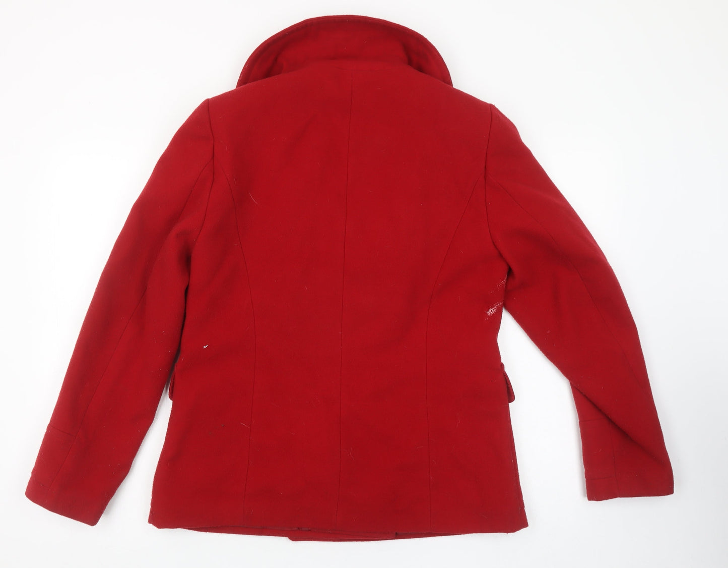 Marks and Spencer Women’s Red Wool Look Pea Coat Size 12 Double Breasted