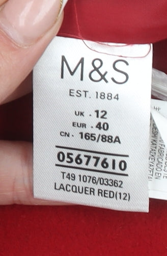 Marks and Spencer Women’s Red Wool Look Pea Coat Size 12 Double Breasted
