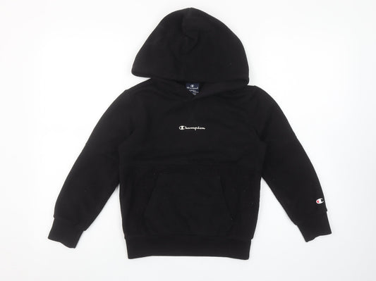Champion Boys Black Hoodie Small 7-8 Years Pullover Cotton Blend