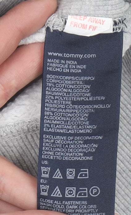 Tommy Hilfiger Girls Grey Pullover Sweatshirt Logo Embroidered 12 Years