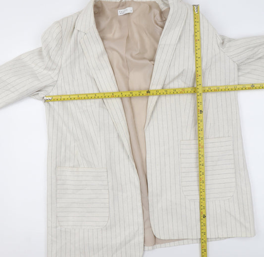Papaya Women Beige Striped Linen Blend Blazer Jacket Size 18