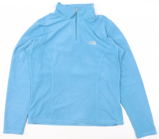 The North Face Women Blue Fleece 1/4 Zip Pullover Sweatshirt M