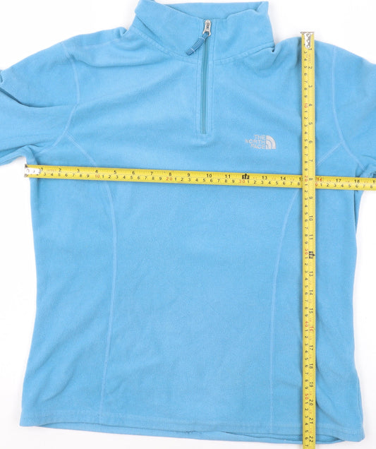 The North Face Women Blue Fleece 1/4 Zip Pullover Sweatshirt M