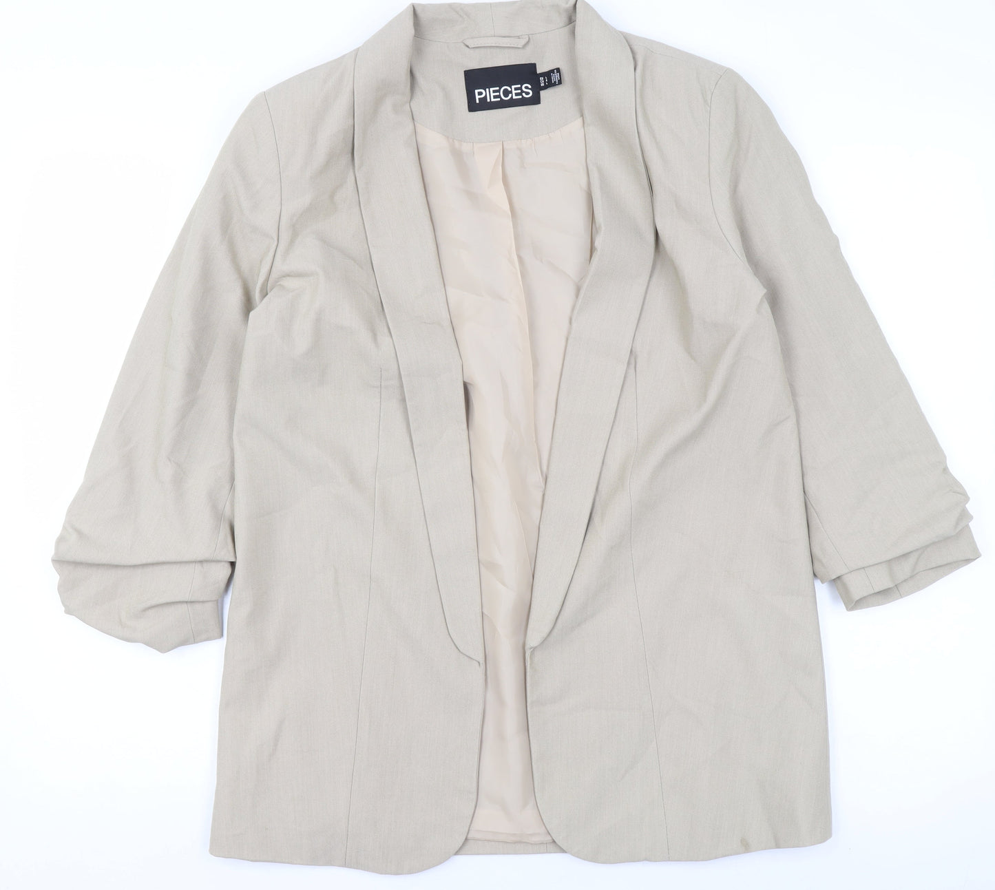Pieces Women Beige Regular Fit Single-Breasted Blazer Size S