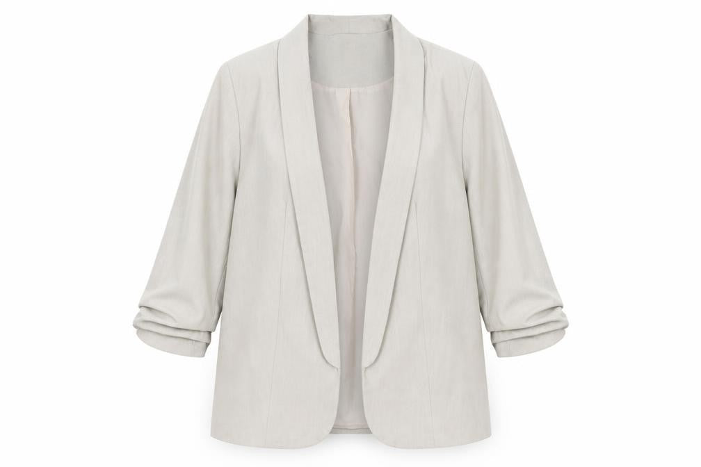 Pieces Women Beige Regular Fit Single-Breasted Blazer Size S