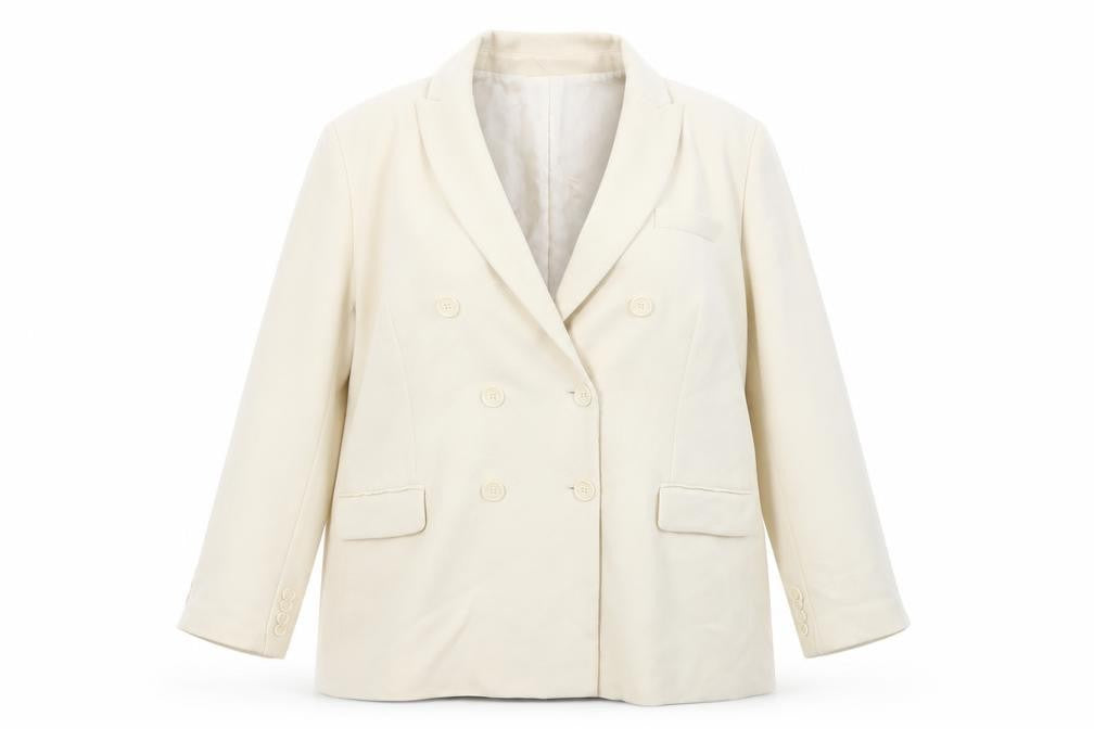 Zara Women Ivory Double-Breasted Blazer Jacket Size 18