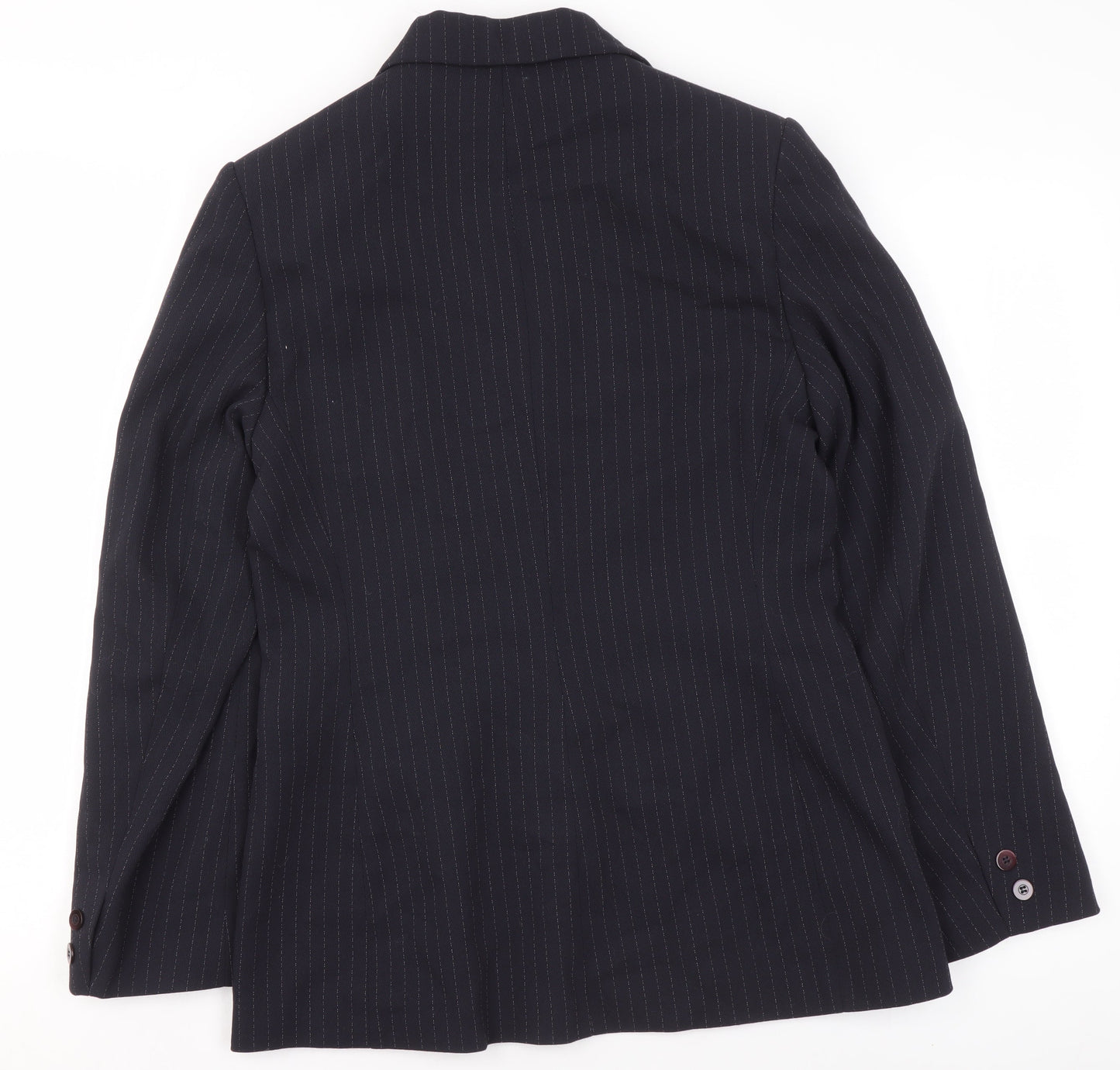 Tom English Women Black Pinstripe Single-Breasted Suit Jacket Size 10