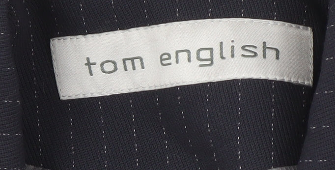 Tom English Women Black Pinstripe Single-Breasted Suit Jacket Size 10