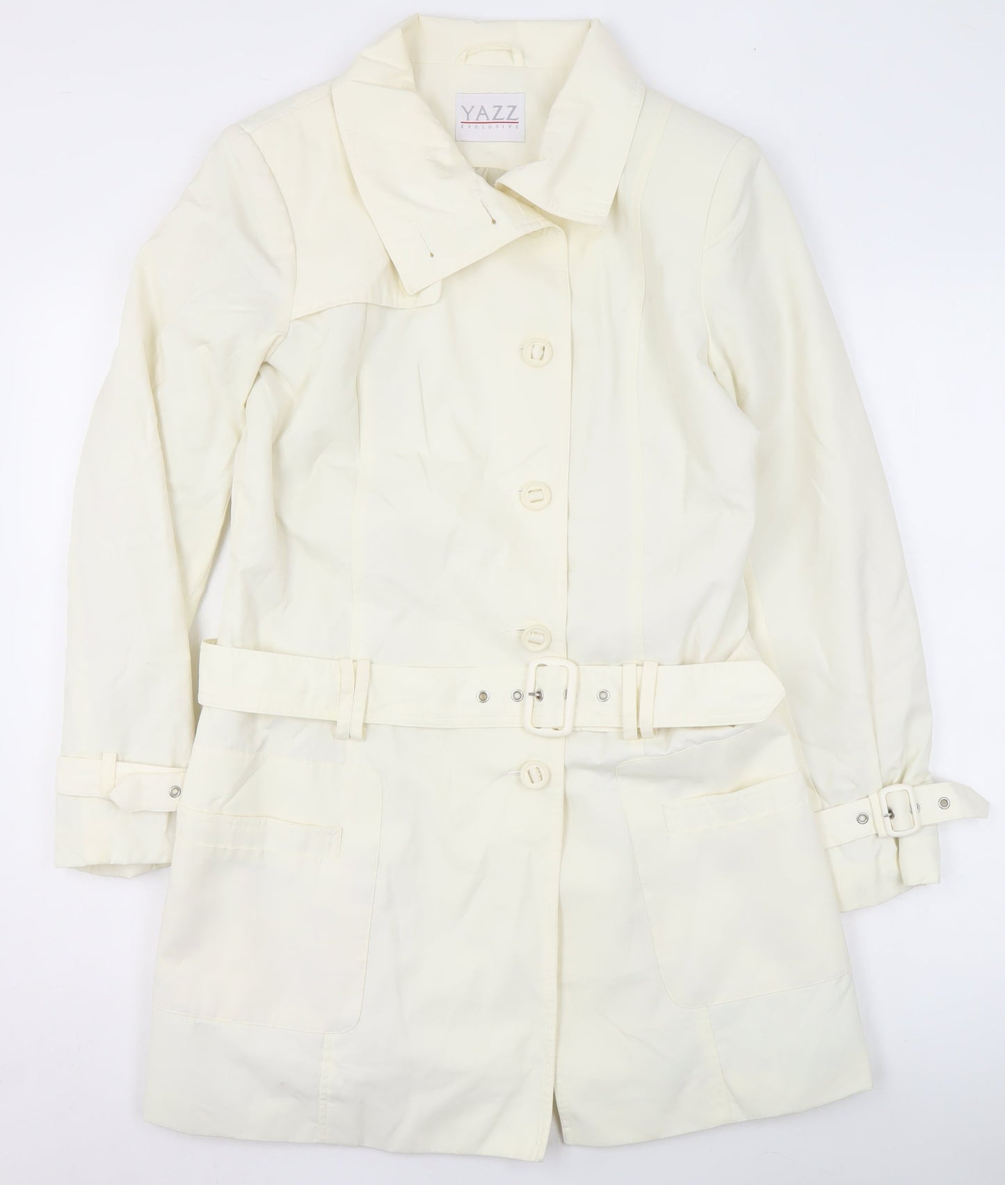 Yazz Exclusive Womens Ivory Belted Trench Coat Size 10