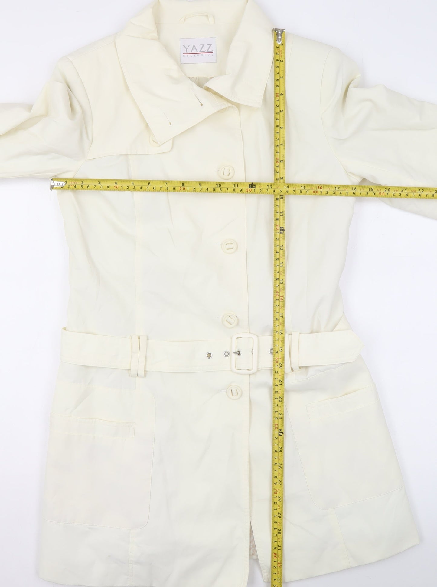 Yazz Exclusive Womens Ivory Belted Trench Coat Size 10