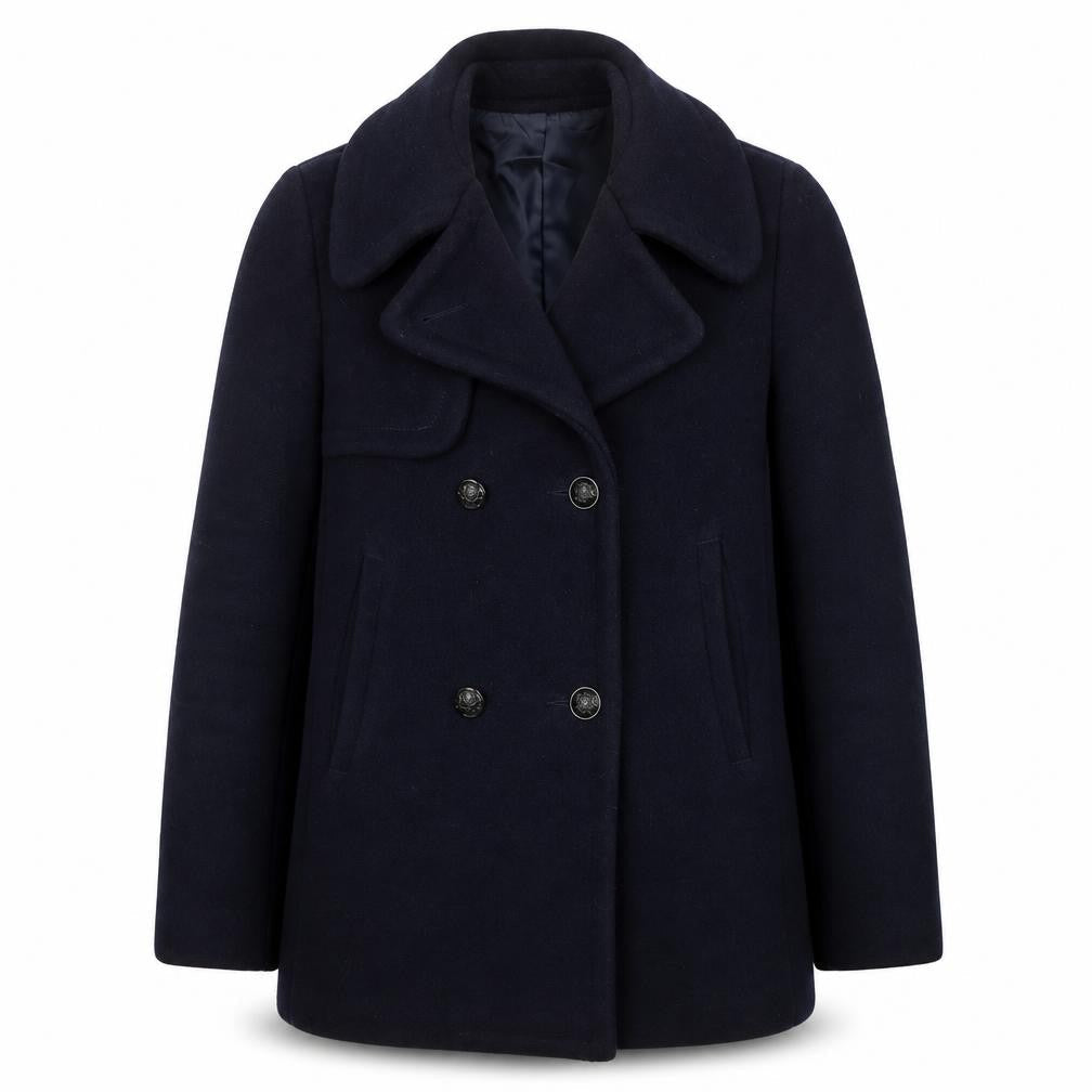 Claudie Pierlot Womens Black Wool Pea Coat Size 36 Regular Fit