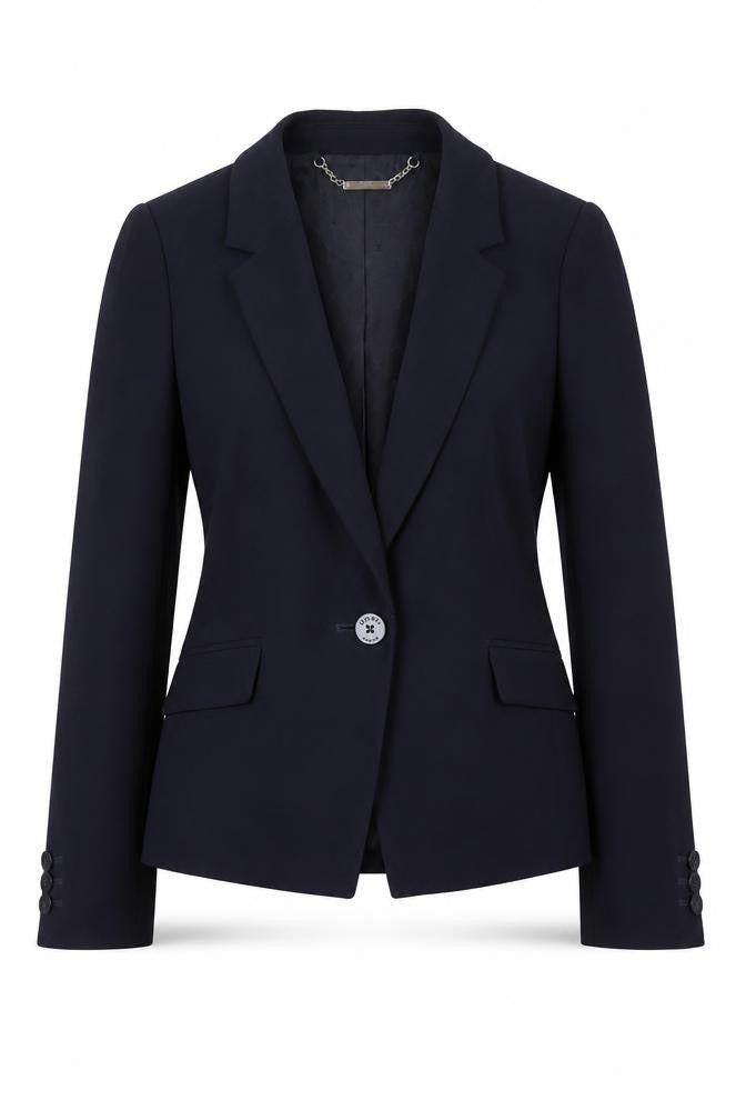 Hobbs Women Black Wool-Blend Slim Fit One Button Blazer UK 8
