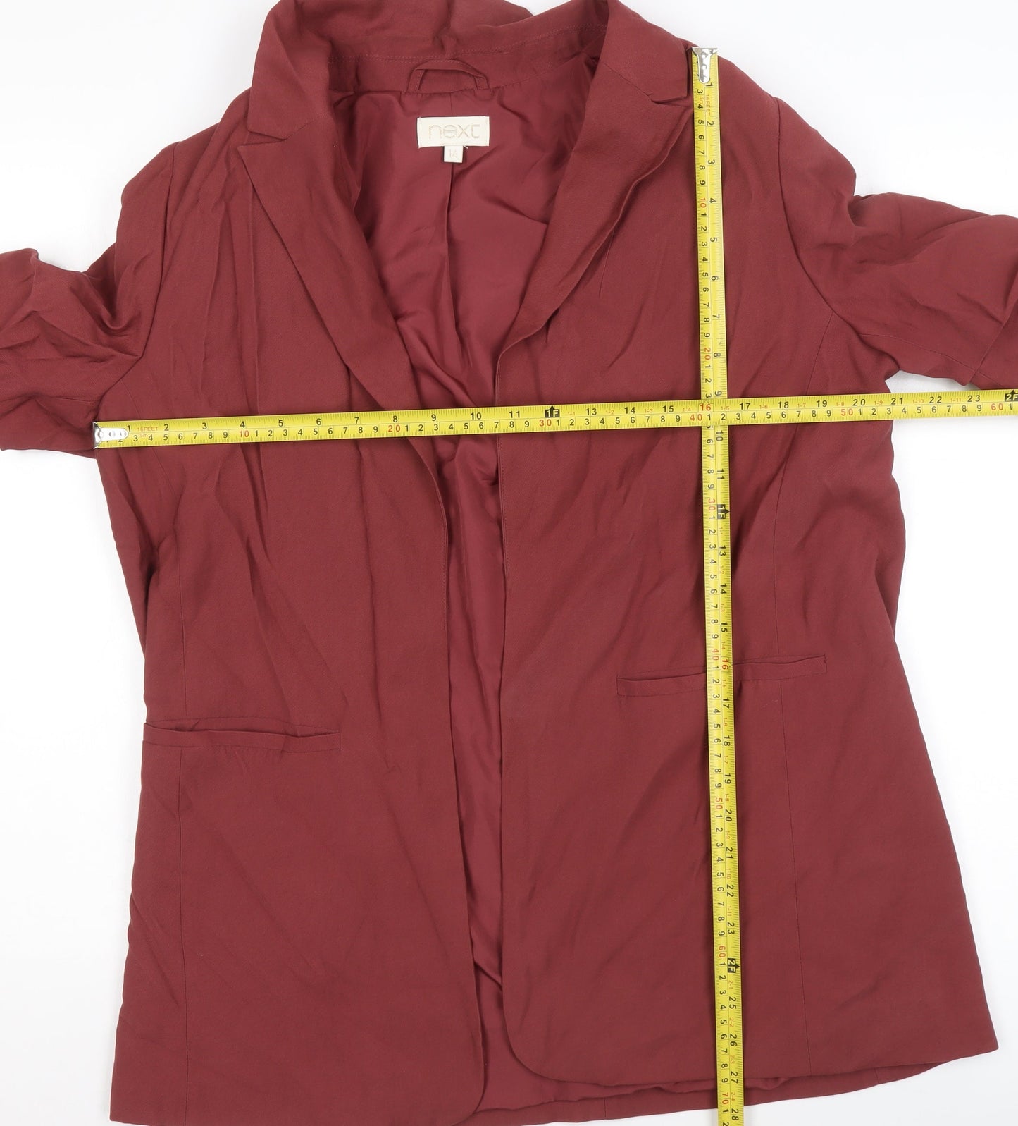 Next Women’s Red Blazer Size 14 Regular Mid-Length Lined Jacket