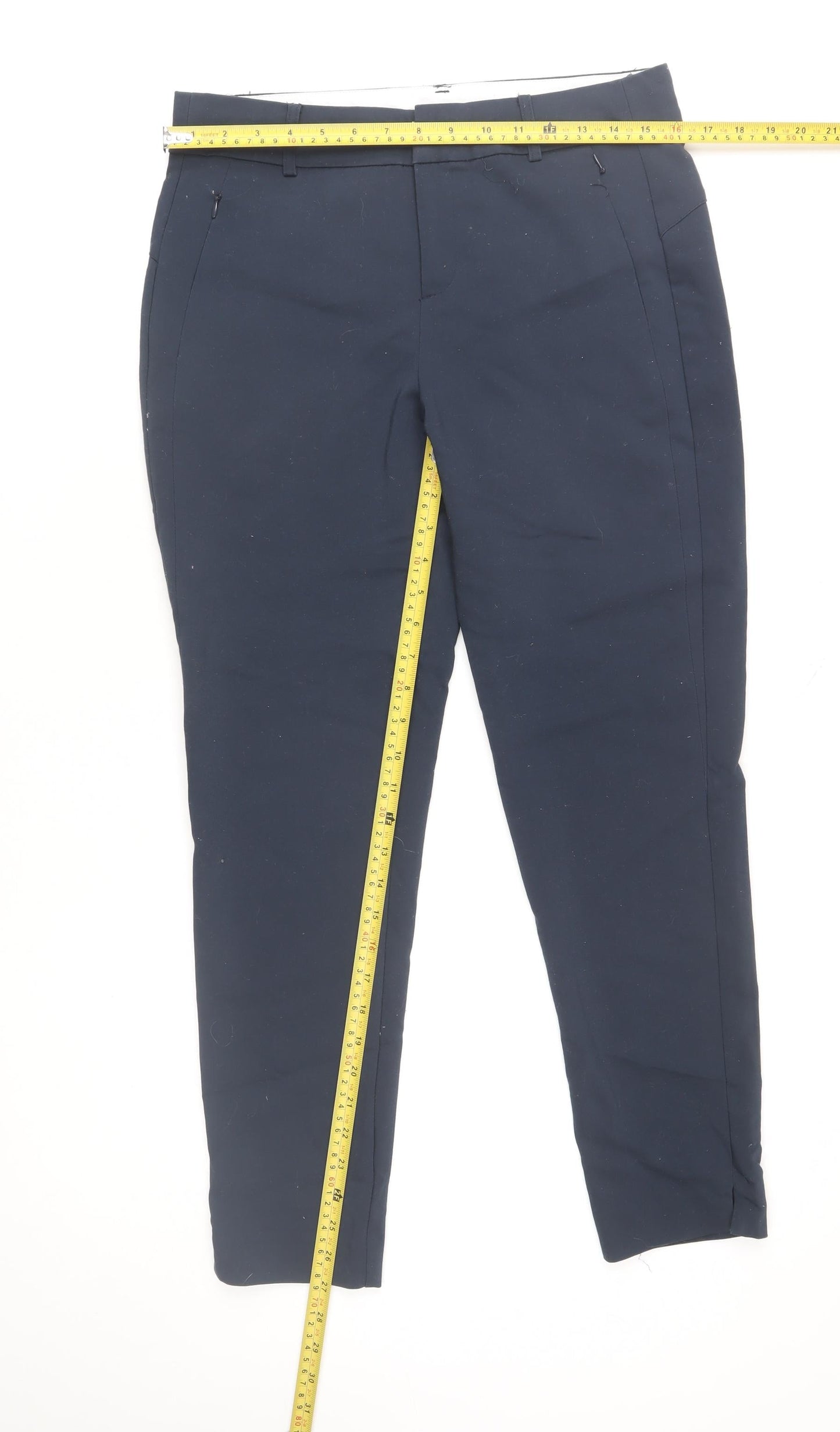 Fransa Womens Blue Slim Fit Stretch Trousers Size 10