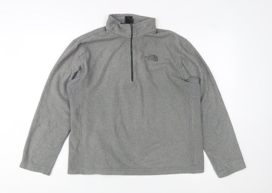 The North Face Men's Grey Fleece 1/4 Zip Pullover Sweatshirt Size M