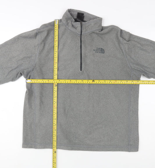 The North Face Men's Grey Fleece 1/4 Zip Pullover Sweatshirt Size M