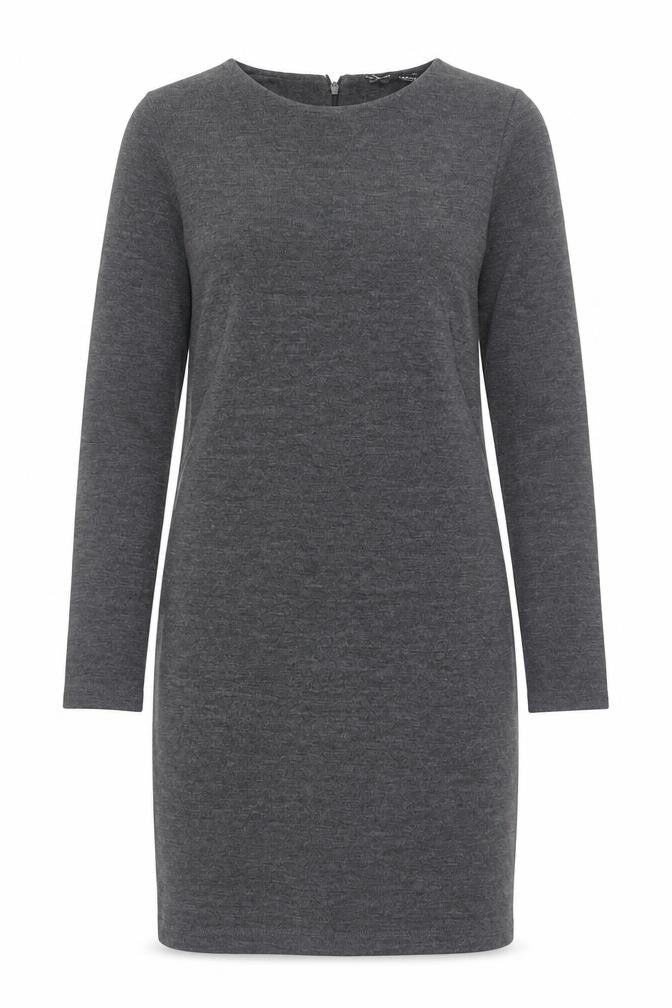 Zara Women Grey Knit Shift Dress S Long Sleeve Casual Workwear