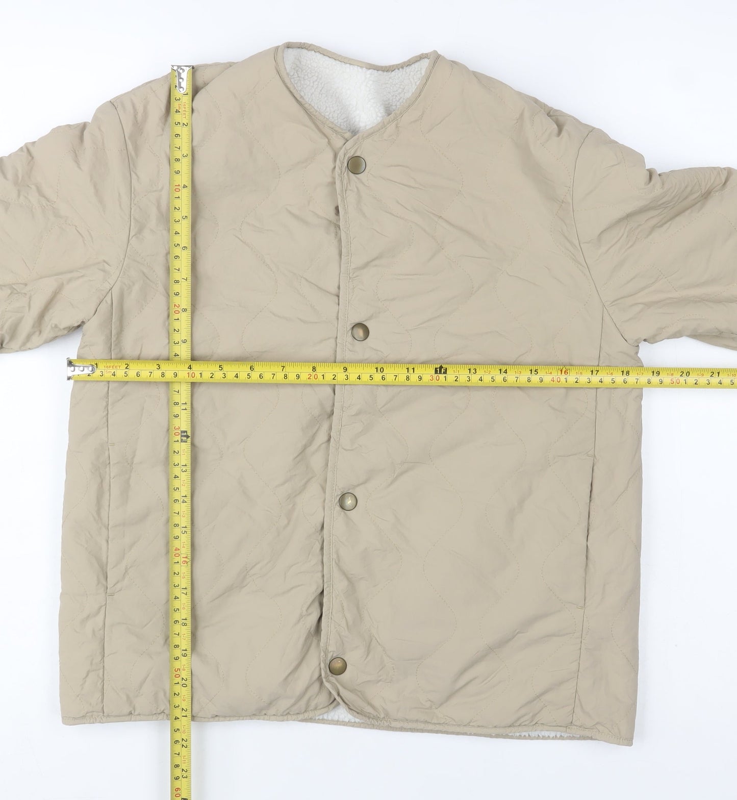 Uniqlo Girls Beige Quilted Mid-Length Jacket Size 11-12 Years