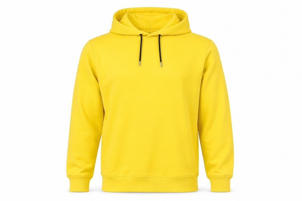 H&M Men Yellow Pullover Hoodie Medium Regular Fit Cotton Blend