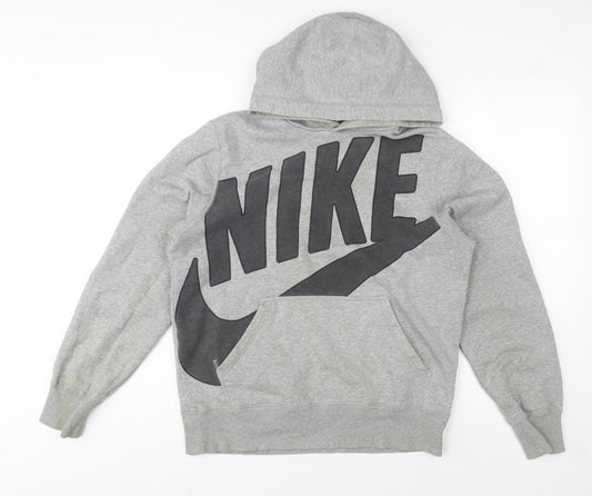Nike Mens Grey Pullover Hoodie Size S Sportswear Graphic Print